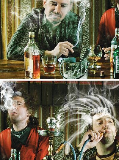 Агентство «Punk you» разработало печатную рекламу «Дым уходит — атмосфера остается» для кабака «Pistols»
